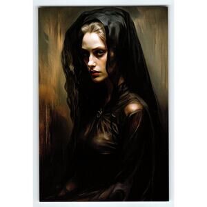 4x6 Glossy Artistic Portrait Photo Woman in Black Veil Moody Lighting Gothic